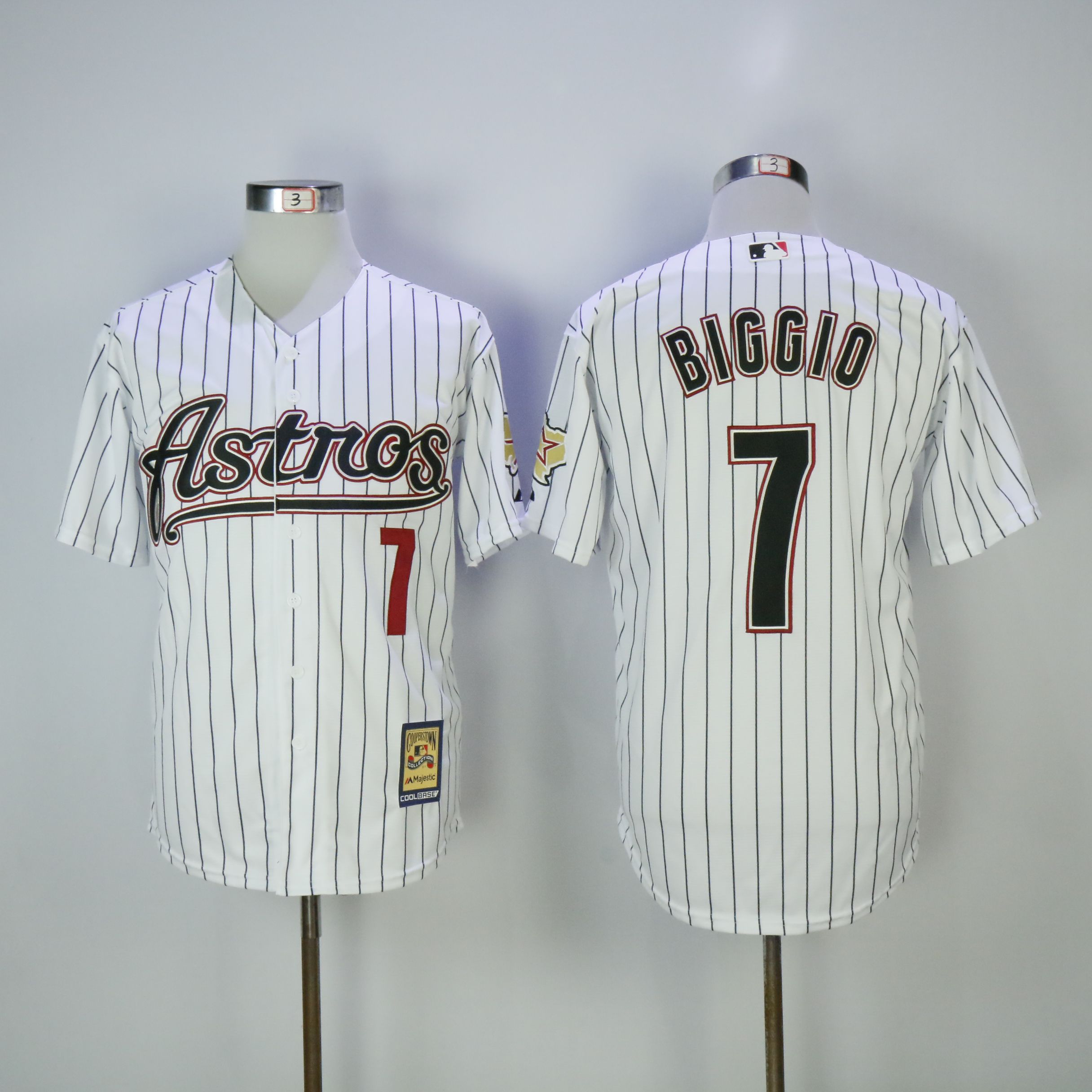 Men Houston Astros #7 Biggio White Throwback MLB Jerseys->houston astros->MLB Jersey